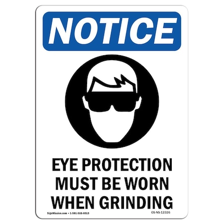 OSHA Notice Sign, Eye Protection Must With Symbol, 7in X 5in Decal